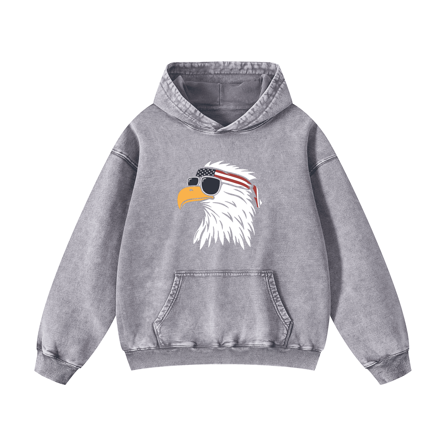 Eagle head wearing sunglasses Acid-Washed Hoodies
