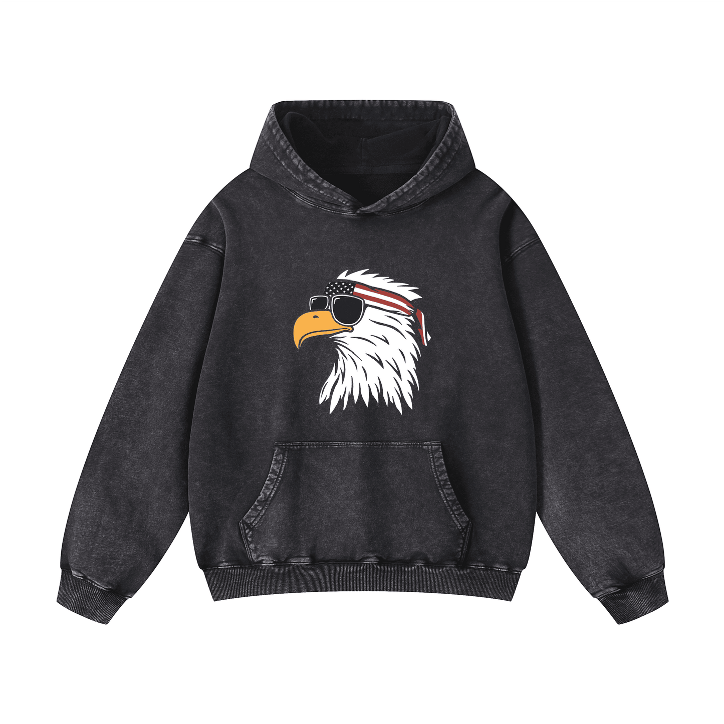 Eagle head wearing sunglasses Acid-Washed Hoodies