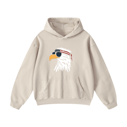 Eagle head wearing sunglasses Acid-Washed Hoodies
