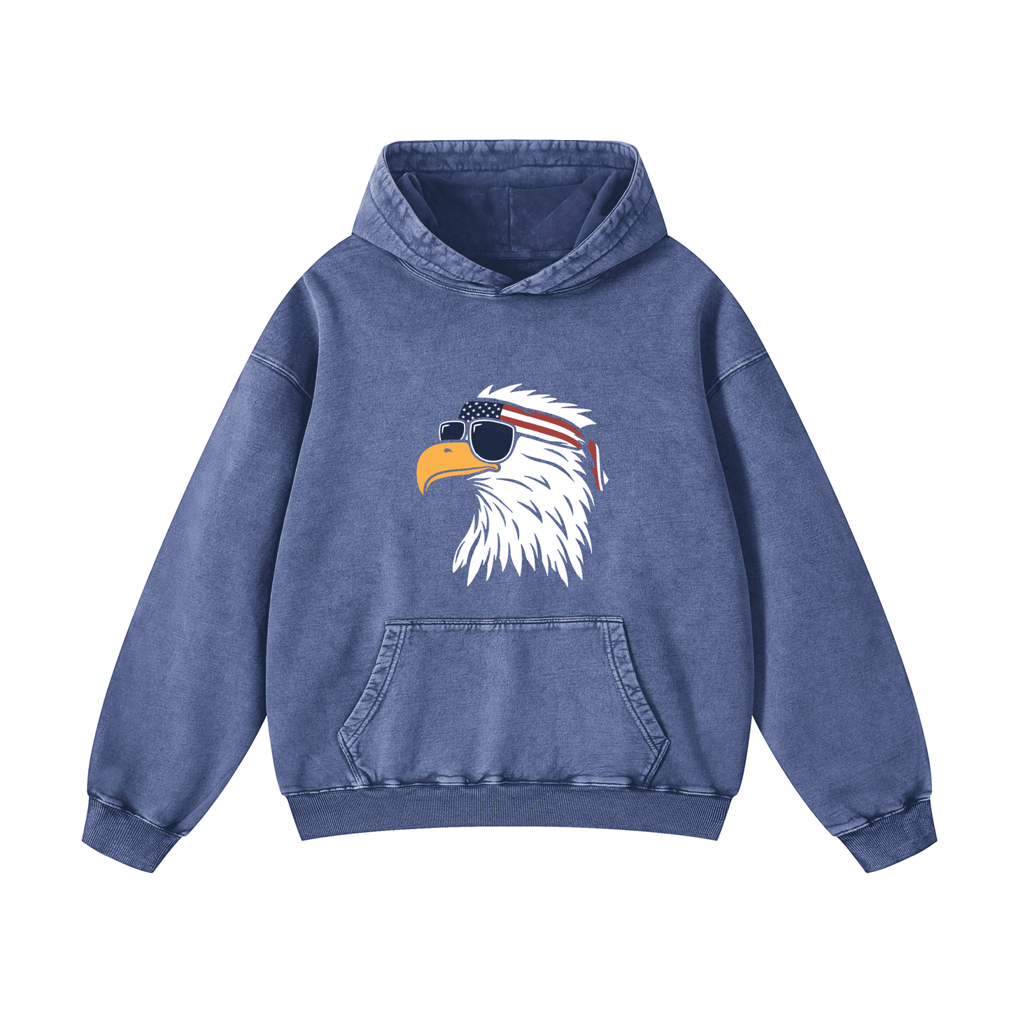 Eagle head wearing sunglasses Acid-Washed Hoodies