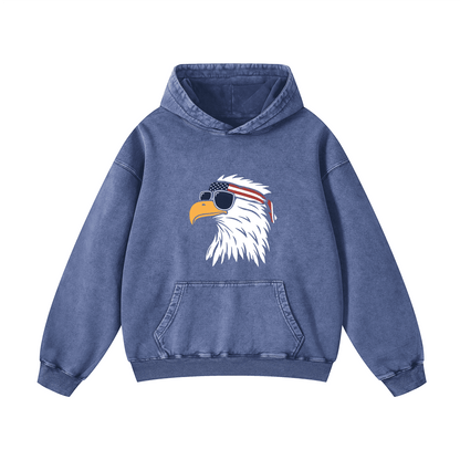 Eagle head wearing sunglasses Acid-Washed Hoodies