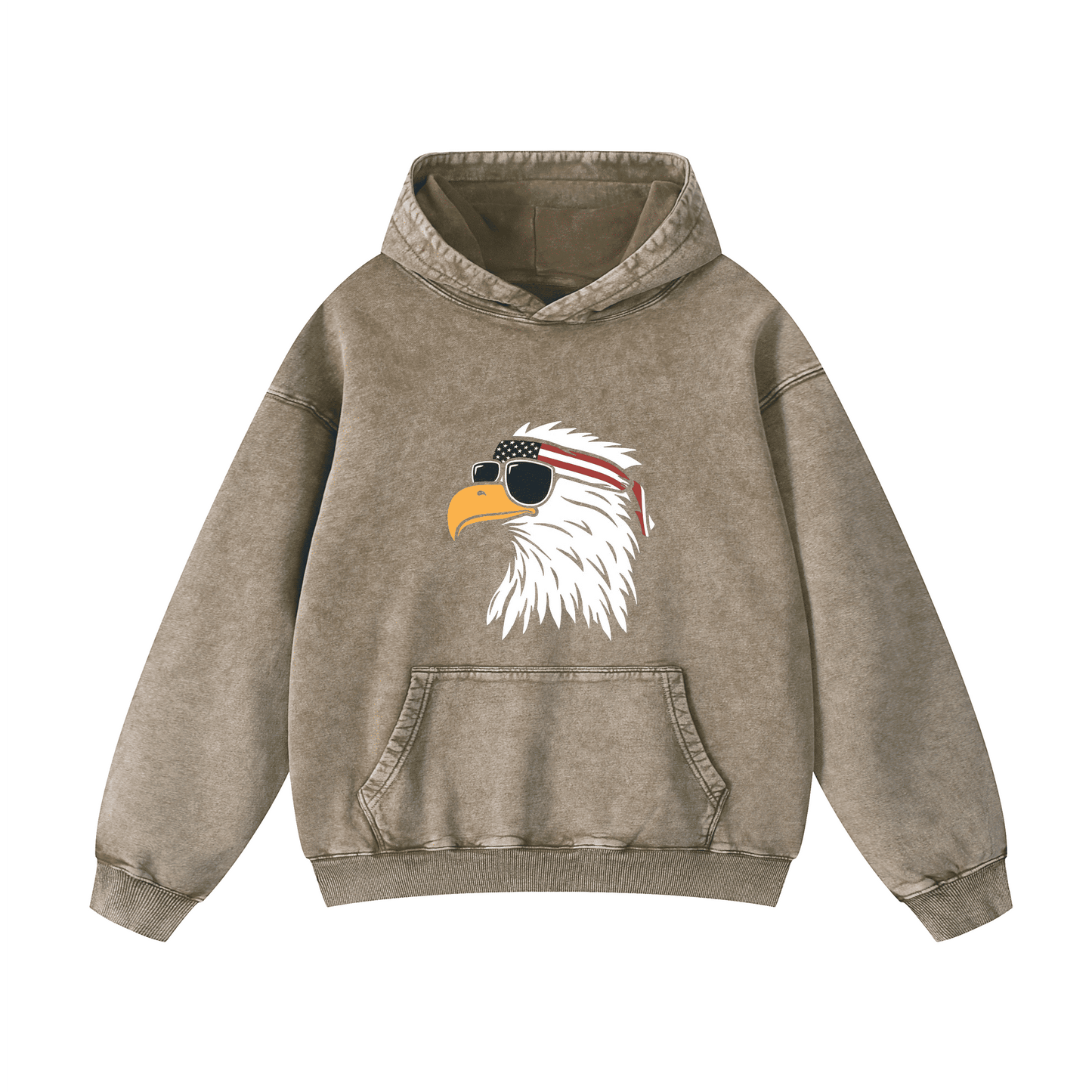 Eagle head wearing sunglasses Acid-Washed Hoodies