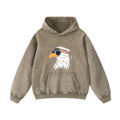 Eagle head wearing sunglasses Acid-Washed Hoodies