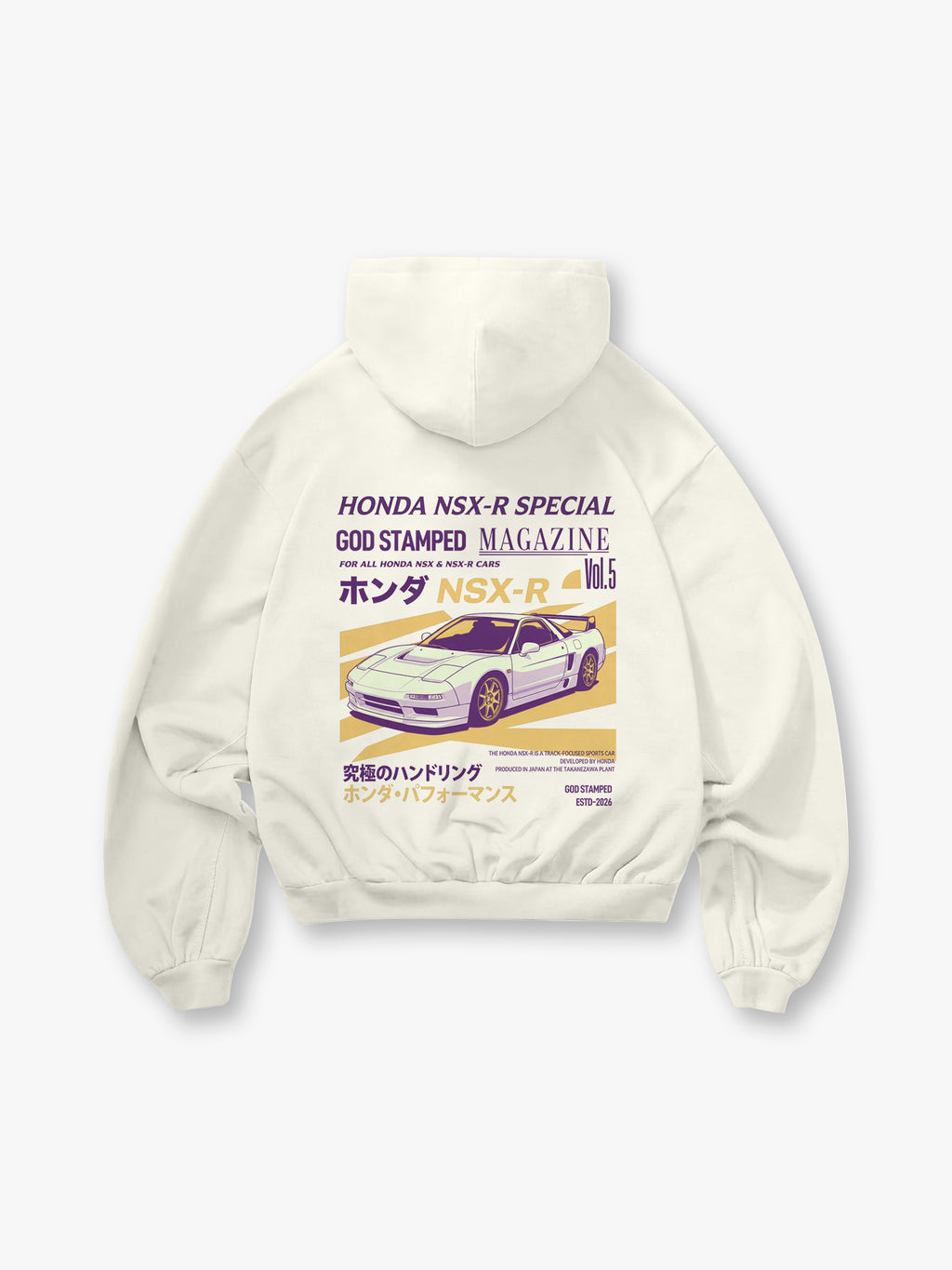 JDM Magazine Back Print Short Hoodie, Japanese Supercar Streetwear Pattern Hoodie