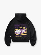 JDM Magazine Back Print Short Hoodie, Japanese Supercar Streetwear Pattern Hoodie