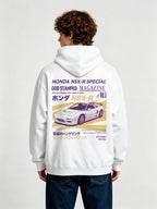 JDM Magazine Back Print Short Hoodie, Japanese Supercar Streetwear Pattern Hoodie