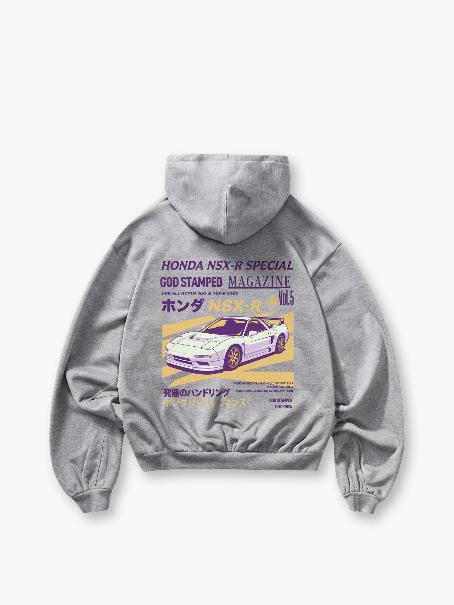 JDM Magazine Back Print Short Hoodie, Japanese Supercar Streetwear Pattern Hoodie