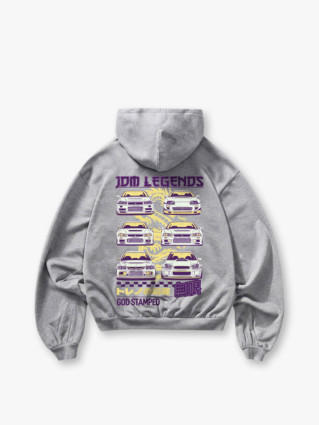 Classic JDM Cars Back Print Cropped Hoodie Japanese Drift Car Graphic Streetwear Casual Hooded Pullover Hoodie