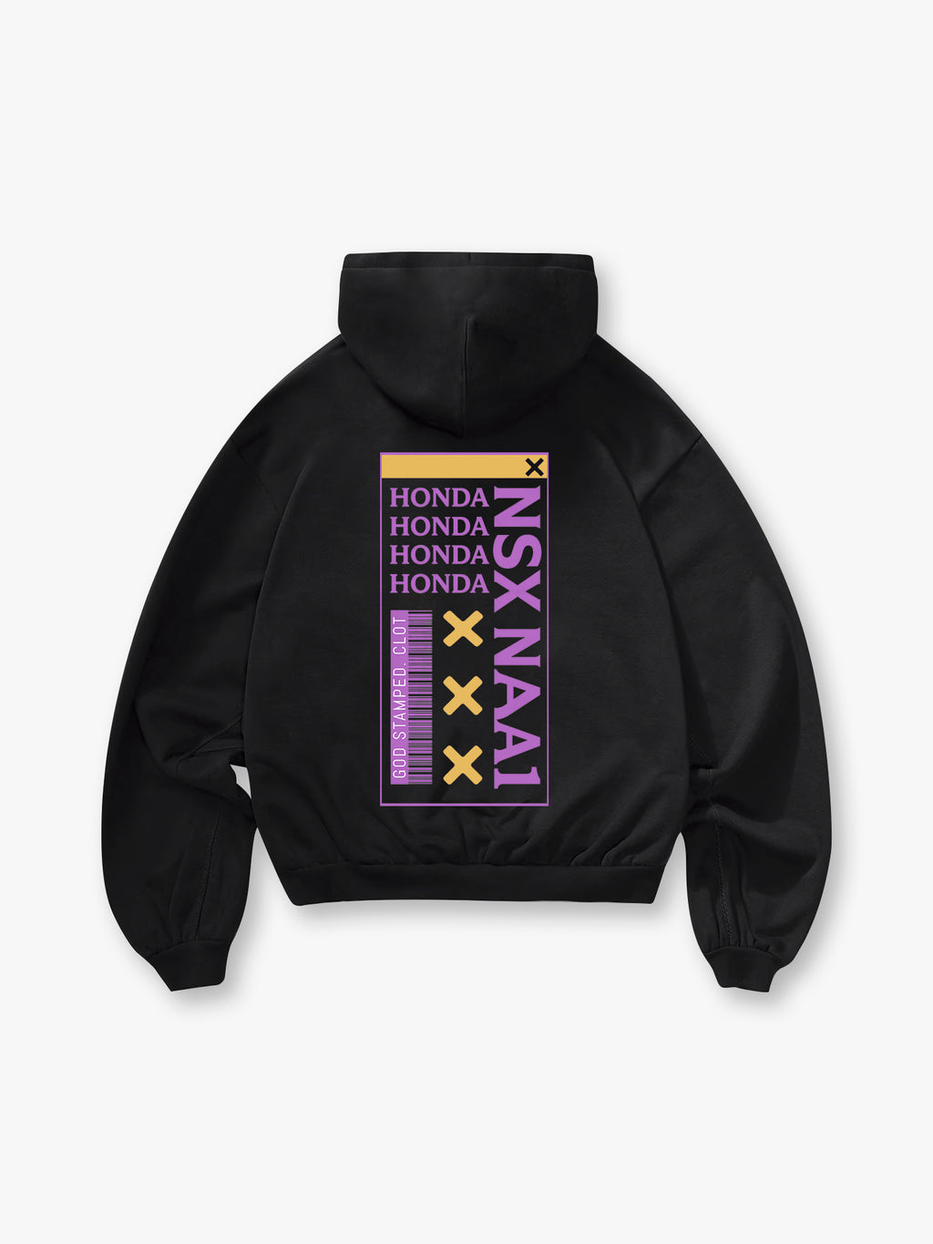 NSX NA1 JDM Barcode Typography Graphic Cropped Hoodie Back Print Unisex Japanese Car Streetwear Hooded Pullover Hoodie