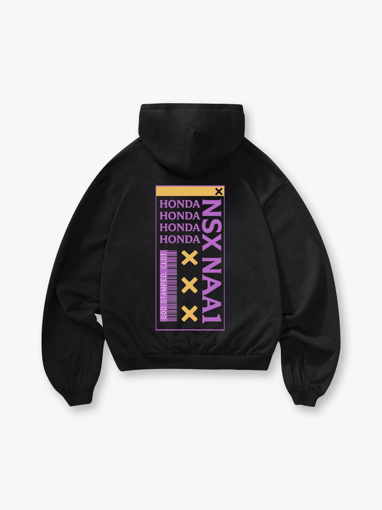 NSX NA1 JDM Barcode Typography Graphic Cropped Hoodie Back Print Unisex Japanese Car Streetwear Hooded Pullover Hoodie