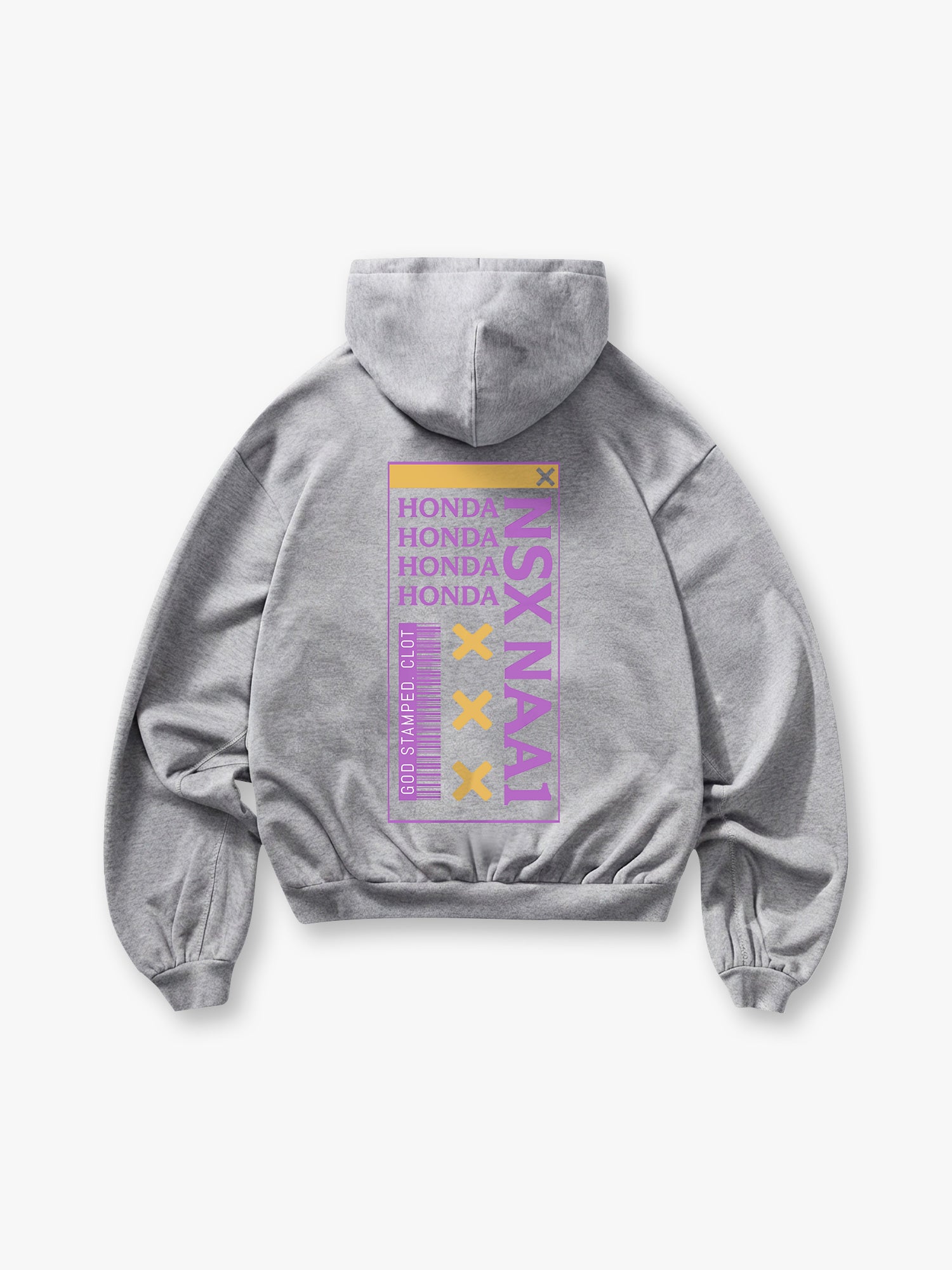 NSX NA1 JDM Barcode Typography Graphic Cropped Hoodie Back Print Unisex Japanese Car Streetwear Hooded Pullover Hoodie