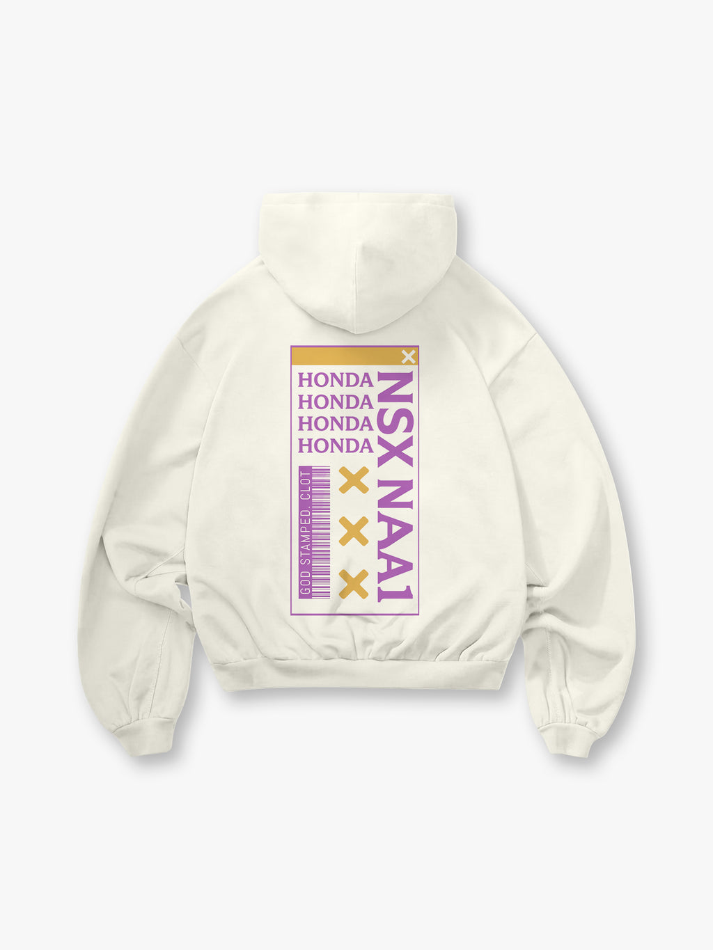 NSX NA1 JDM Barcode Typography Graphic Cropped Hoodie Back Print Unisex Japanese Car Streetwear Hooded Pullover Hoodie