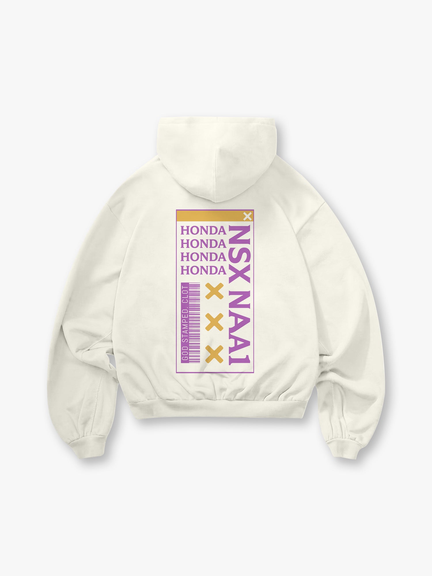 NSX NA1 JDM Barcode Typography Graphic Cropped Hoodie Back Print Unisex Japanese Car Streetwear Hooded Pullover Hoodie