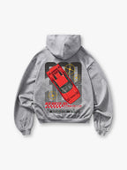 Red Racer Classic 1985 Supercar Graphic Cropped Hoodie Retro Racing Car Streetwear Back Print Hoodie