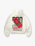 Red Racer Classic 1985 Supercar Graphic Cropped Hoodie Retro Racing Car Streetwear Back Print Hoodie