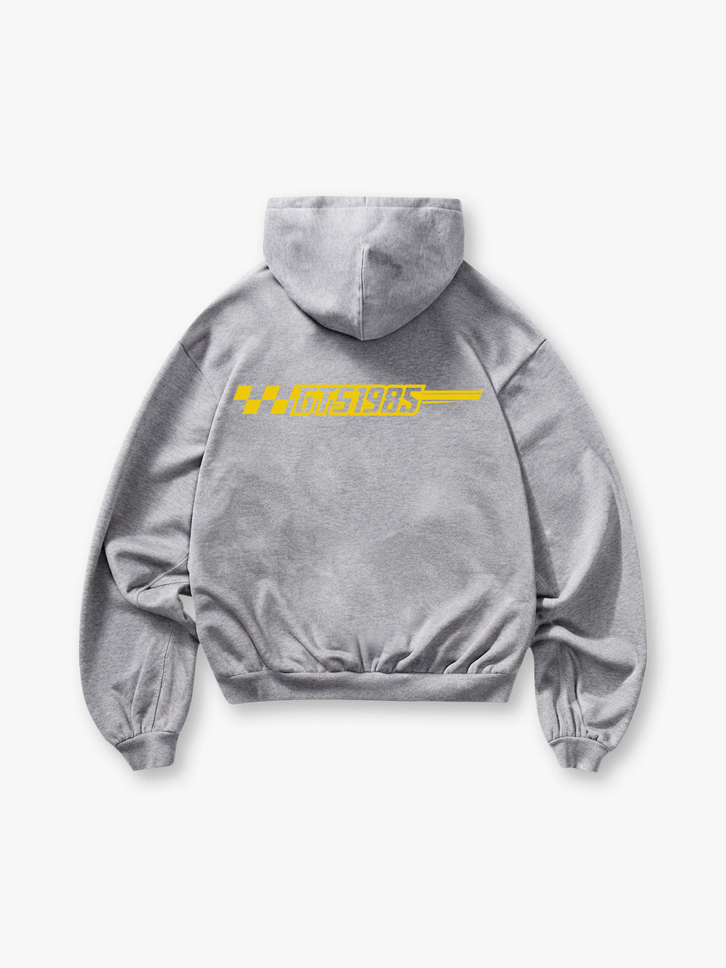 T5 1985 Racing Checkered Flag Text Back Print Cropped Hoodie Motorsport Automotive Streetwear Hoodie