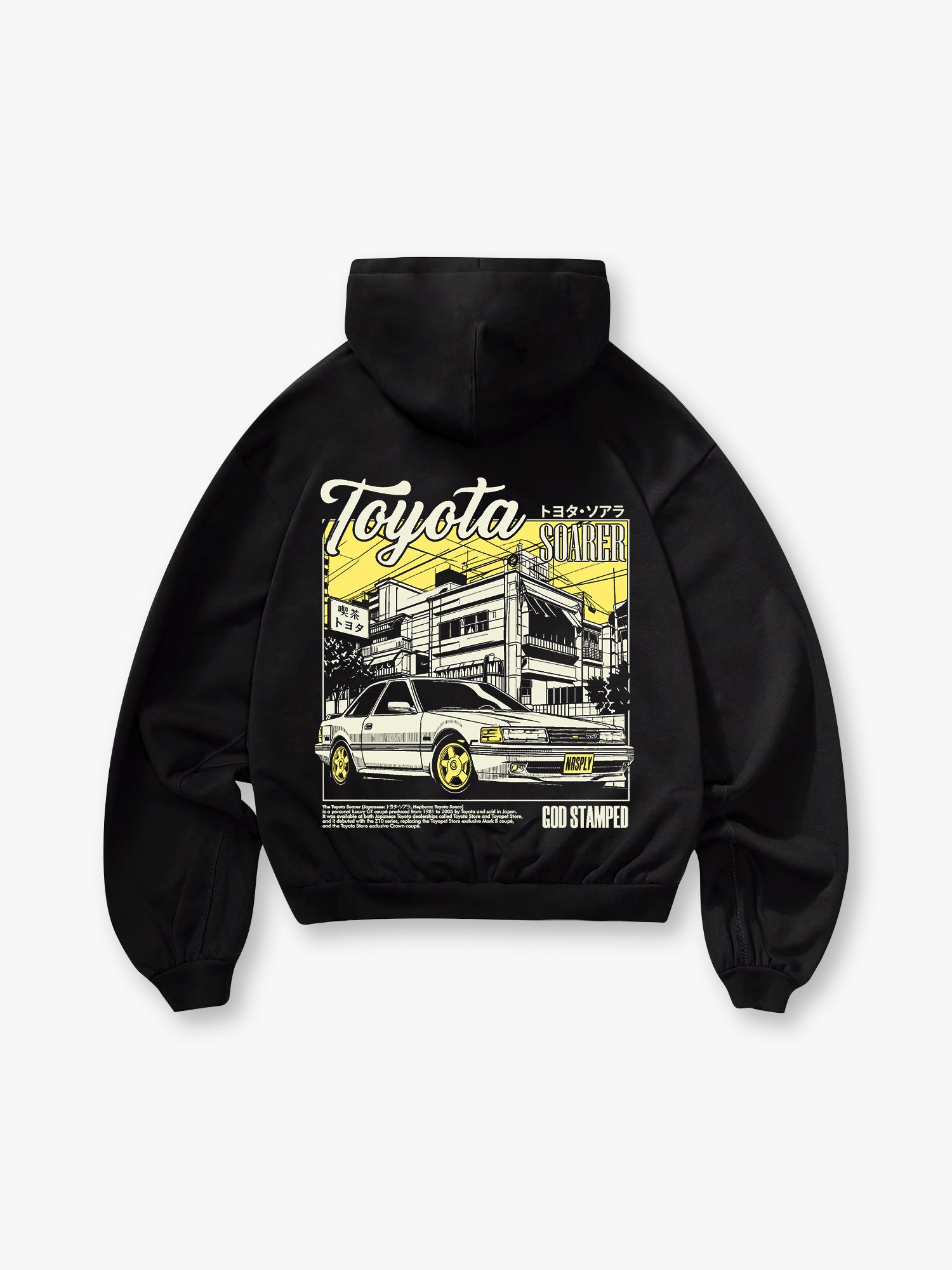 JDM Soarer Classic Coupe Street Scene Back Print Cropped Hoodie Japanese Automotive Streetwear Hoodie