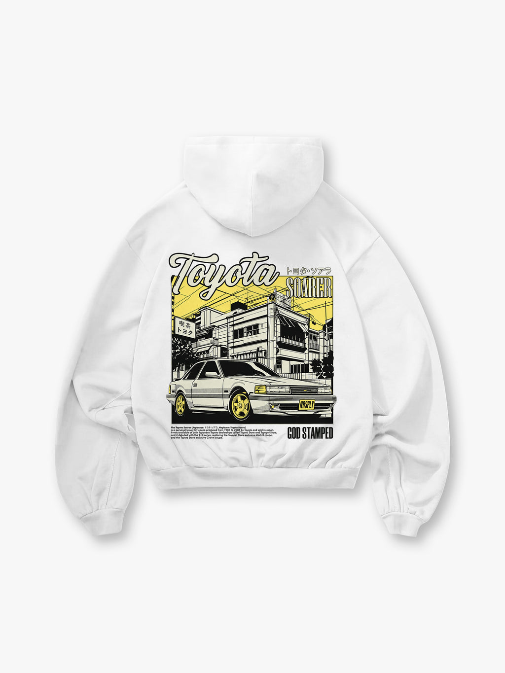 JDM Soarer Classic Coupe Street Scene Back Print Cropped Hoodie Japanese Automotive Streetwear Hoodie