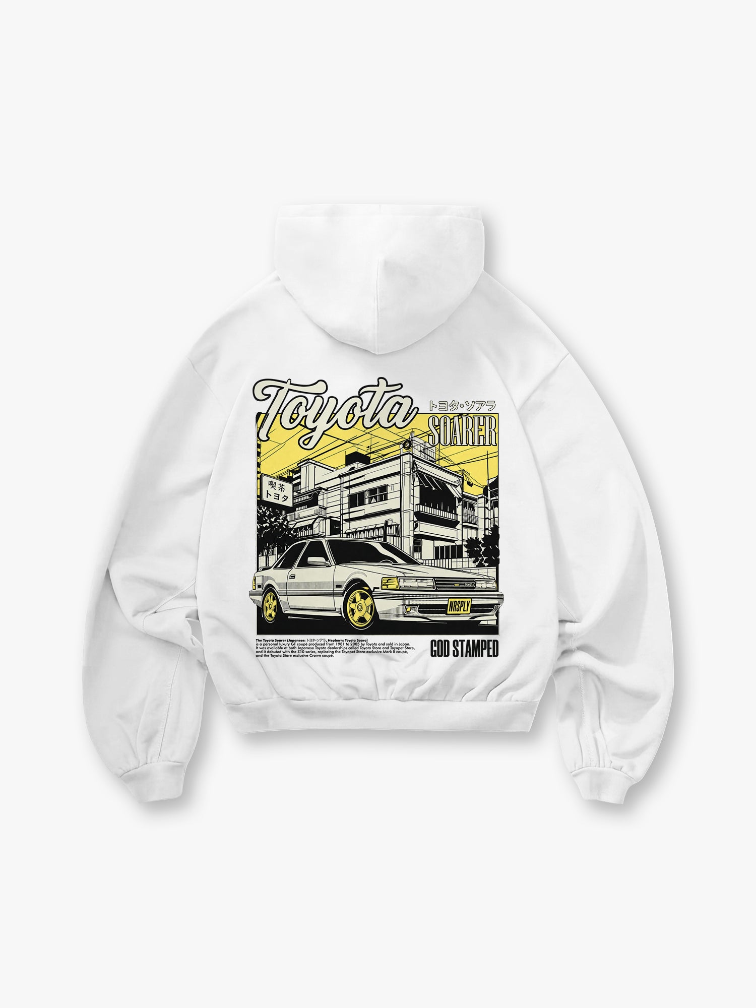 JDM Soarer Classic Coupe Street Scene Back Print Cropped Hoodie Japanese Automotive Streetwear Hoodie