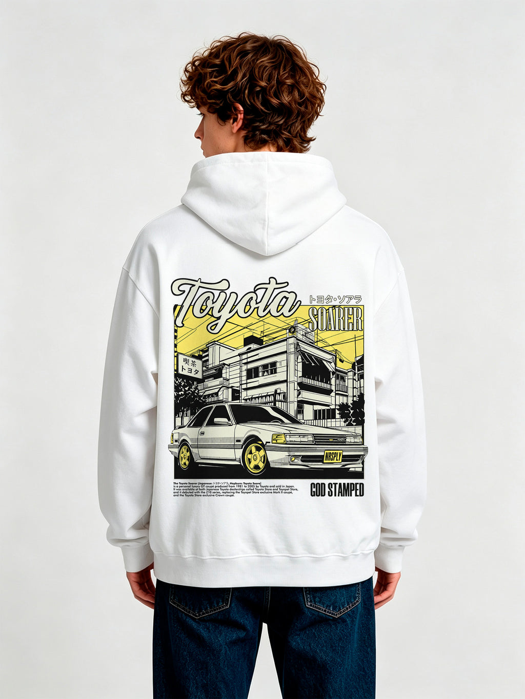 JDM Soarer Classic Coupe Street Scene Back Print Cropped Hoodie Japanese Automotive Streetwear Hoodie