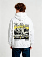 JDM Soarer Classic Coupe Street Scene Back Print Cropped Hoodie Japanese Automotive Streetwear Hoodie