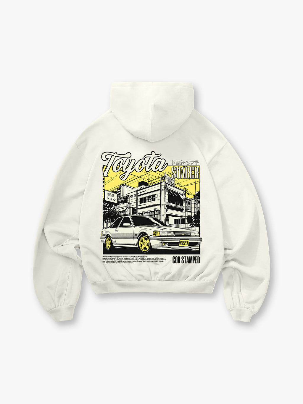 JDM Soarer Classic Coupe Street Scene Back Print Cropped Hoodie Japanese Automotive Streetwear Hoodie