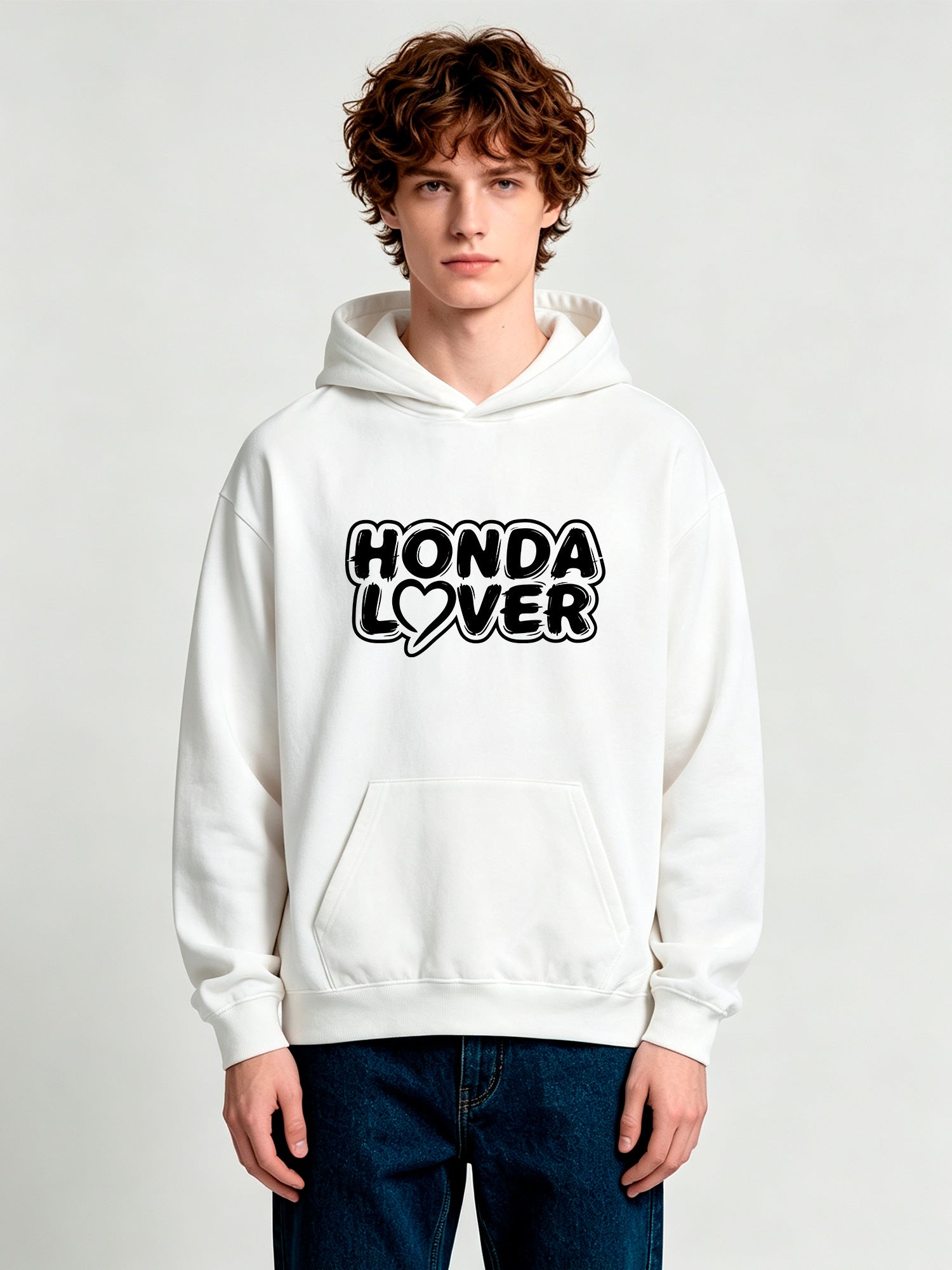 Honda Lover Heart Graffiti Letter Print Hoodie Car Enthusiast Sweatshirt