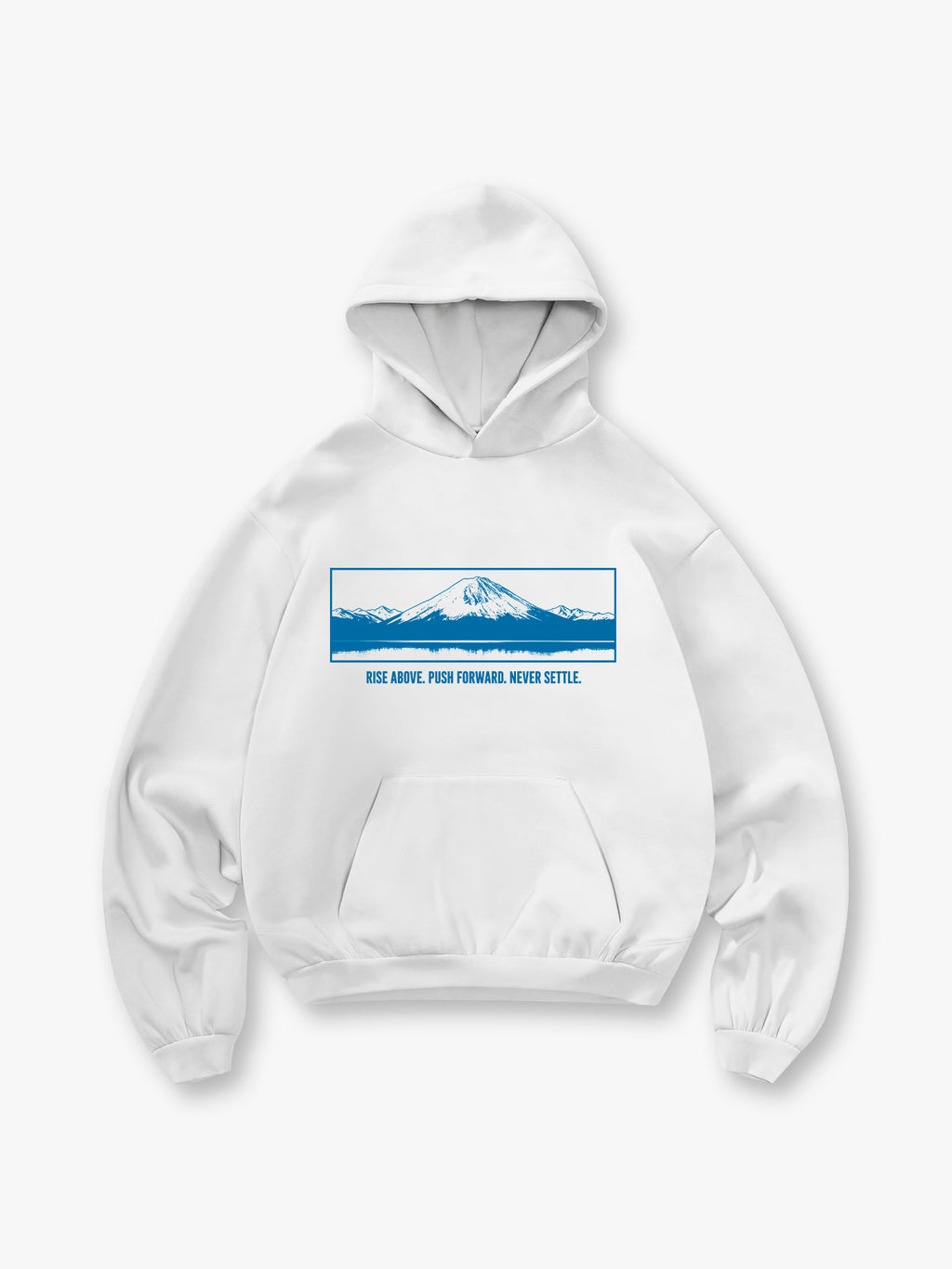 Art Mount Fuji Inspirational Slogan White Pullover Hoodie Japanese Landscape Sweatshirt
