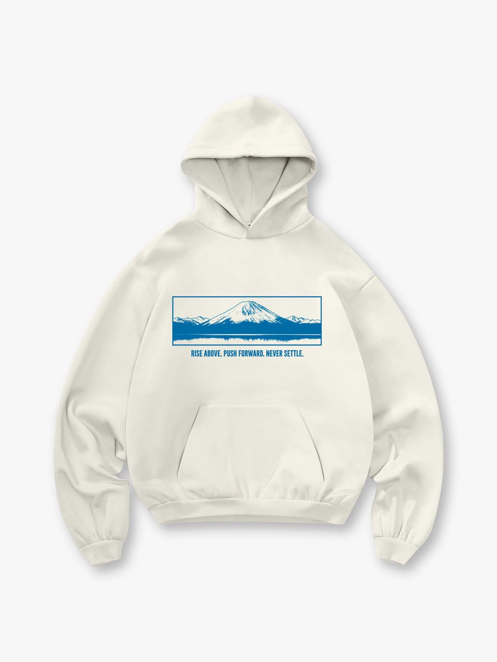 Art Mount Fuji Inspirational Slogan White Pullover Hoodie Japanese Landscape Sweatshirt