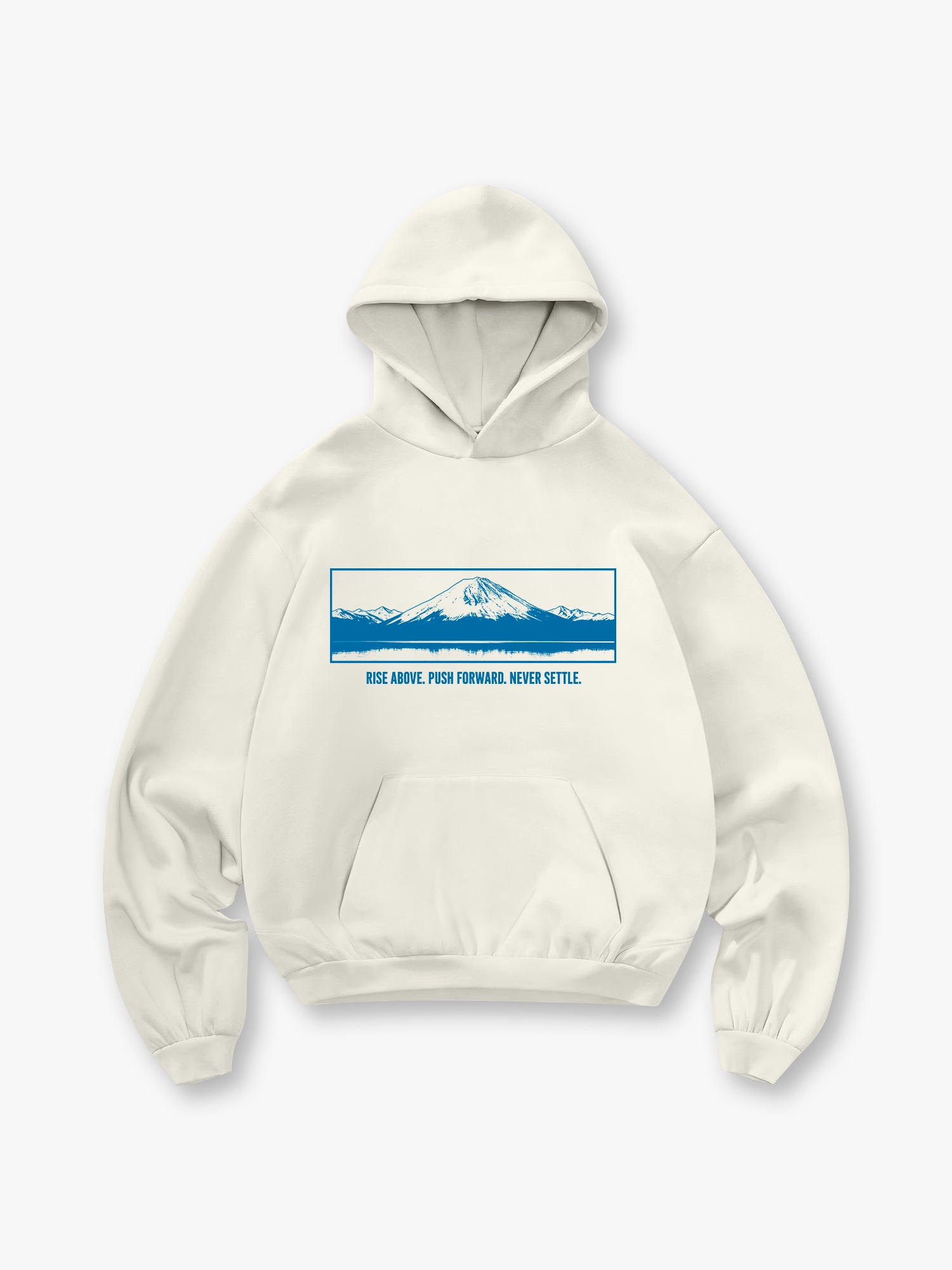 Art Mount Fuji Inspirational Slogan White Pullover Hoodie Japanese Landscape Sweatshirt