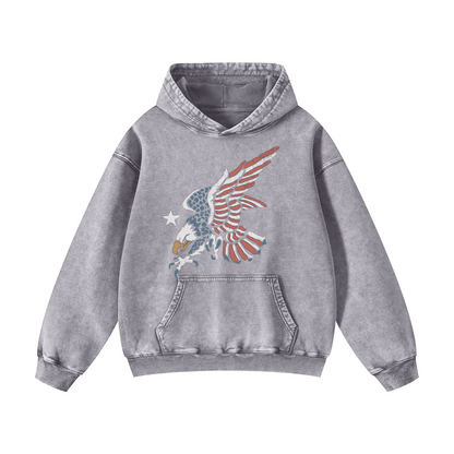 AMERIC , LAND OF THE FREE Acid-Washed Hoodies