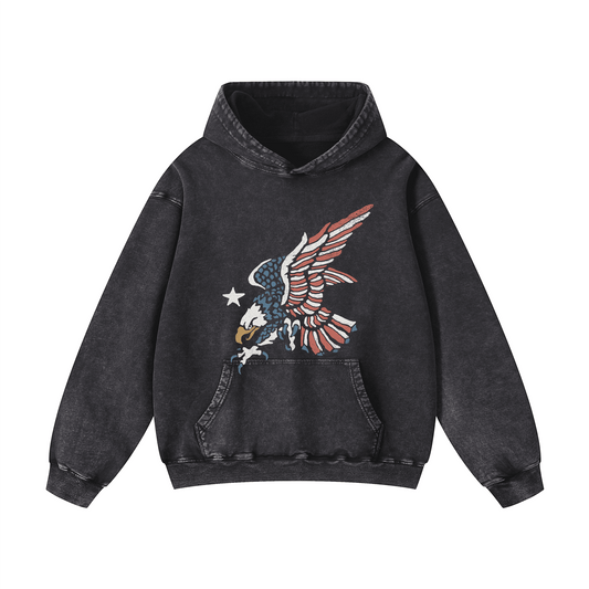 AMERIC , LAND OF THE FREE Acid-Washed Hoodies