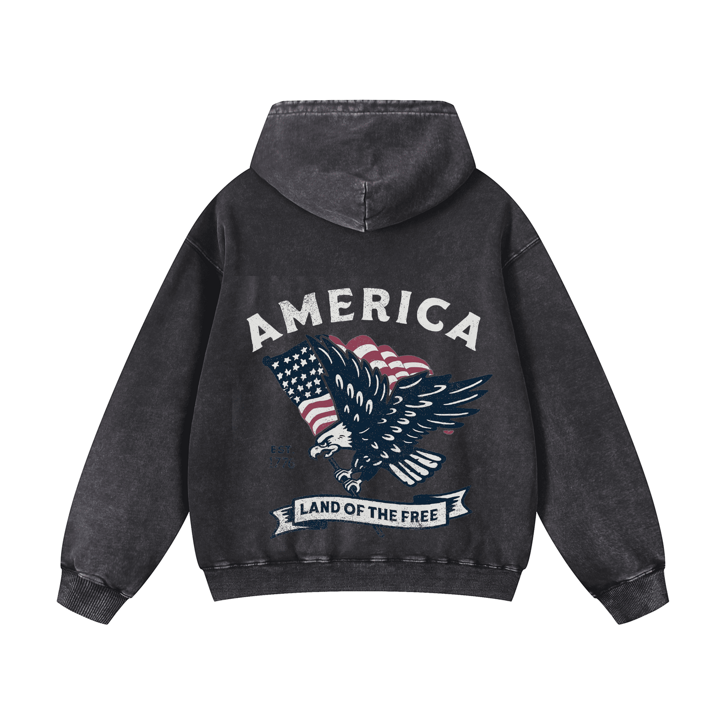 AMERIC , LAND OF THE FREE Acid-Washed Hoodies