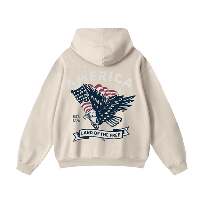 AMERIC , LAND OF THE FREE Acid-Washed Hoodies