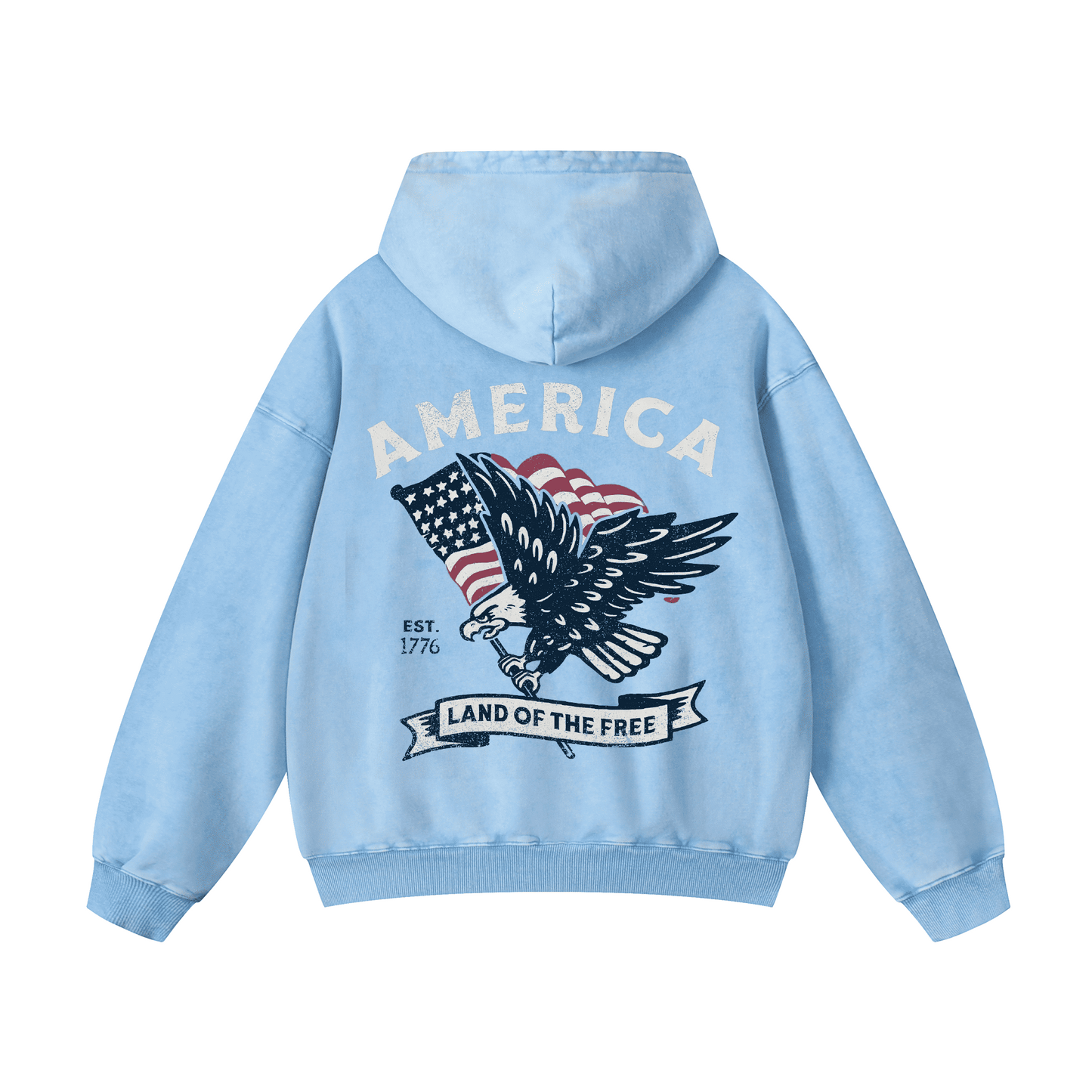 AMERIC , LAND OF THE FREE Acid-Washed Hoodies