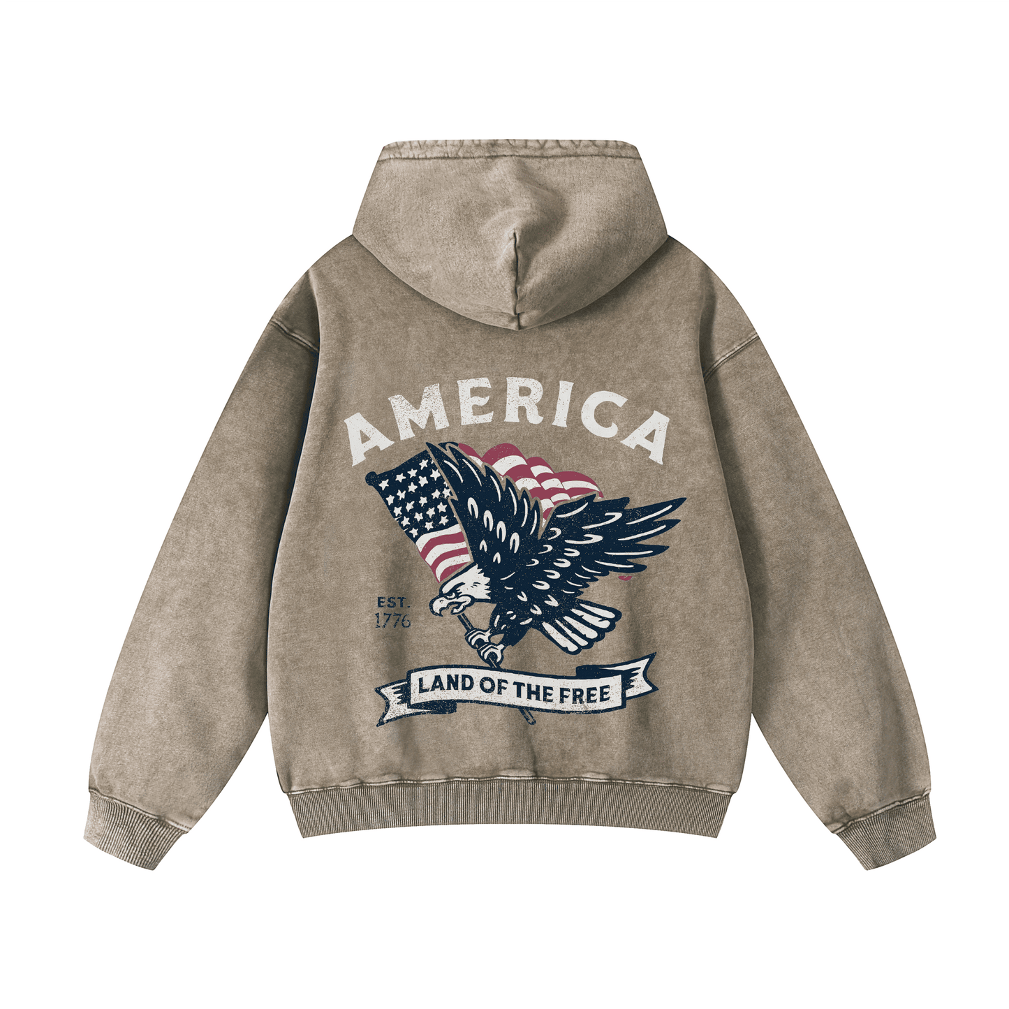 AMERIC , LAND OF THE FREE Acid-Washed Hoodies