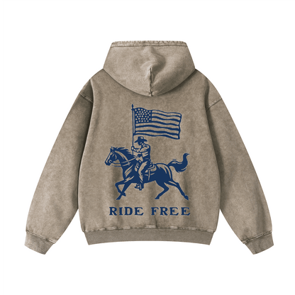 RIDE FREE Acid-Washed Hoodies