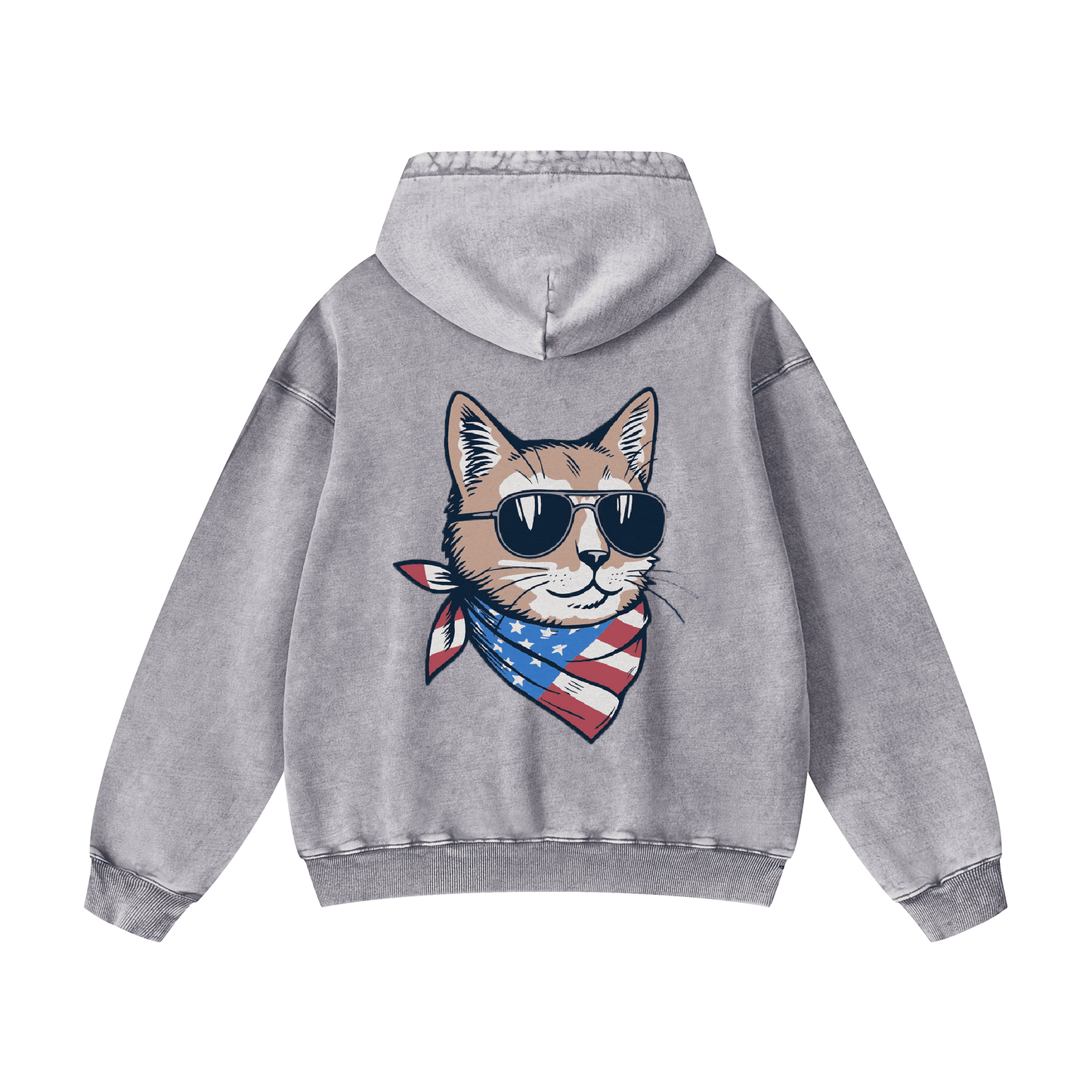 "MEOW & FOREVER"  Acid-Washed Cat Hoodies