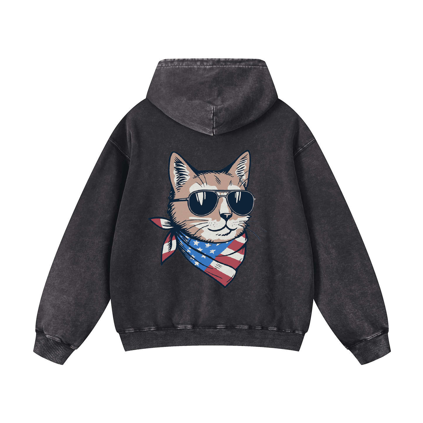 "MEOW & FOREVER"  Acid-Washed Cat Hoodies