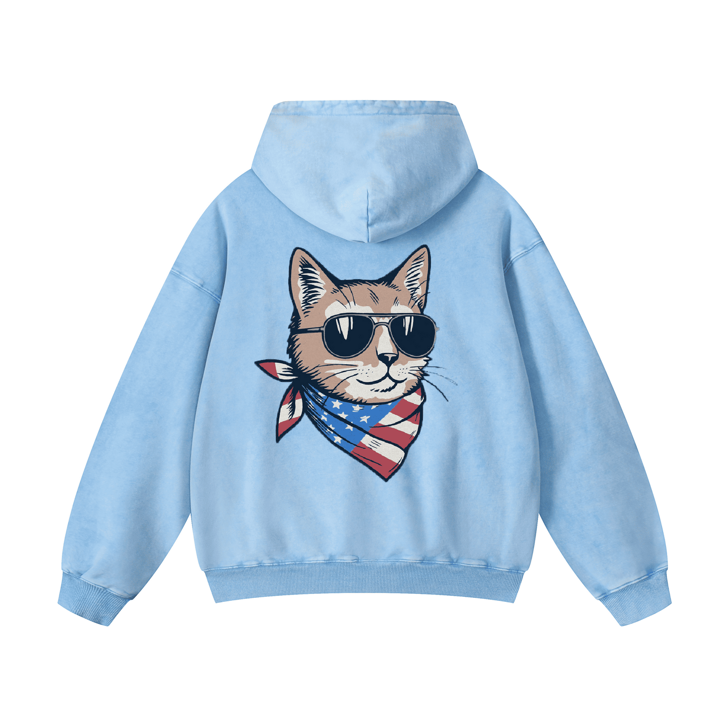 "MEOW & FOREVER"  Acid-Washed Cat Hoodies