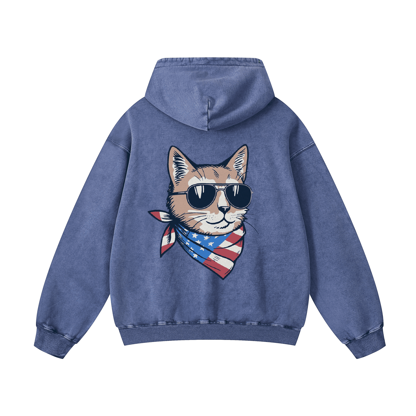 "MEOW & FOREVER"  Acid-Washed Cat Hoodies