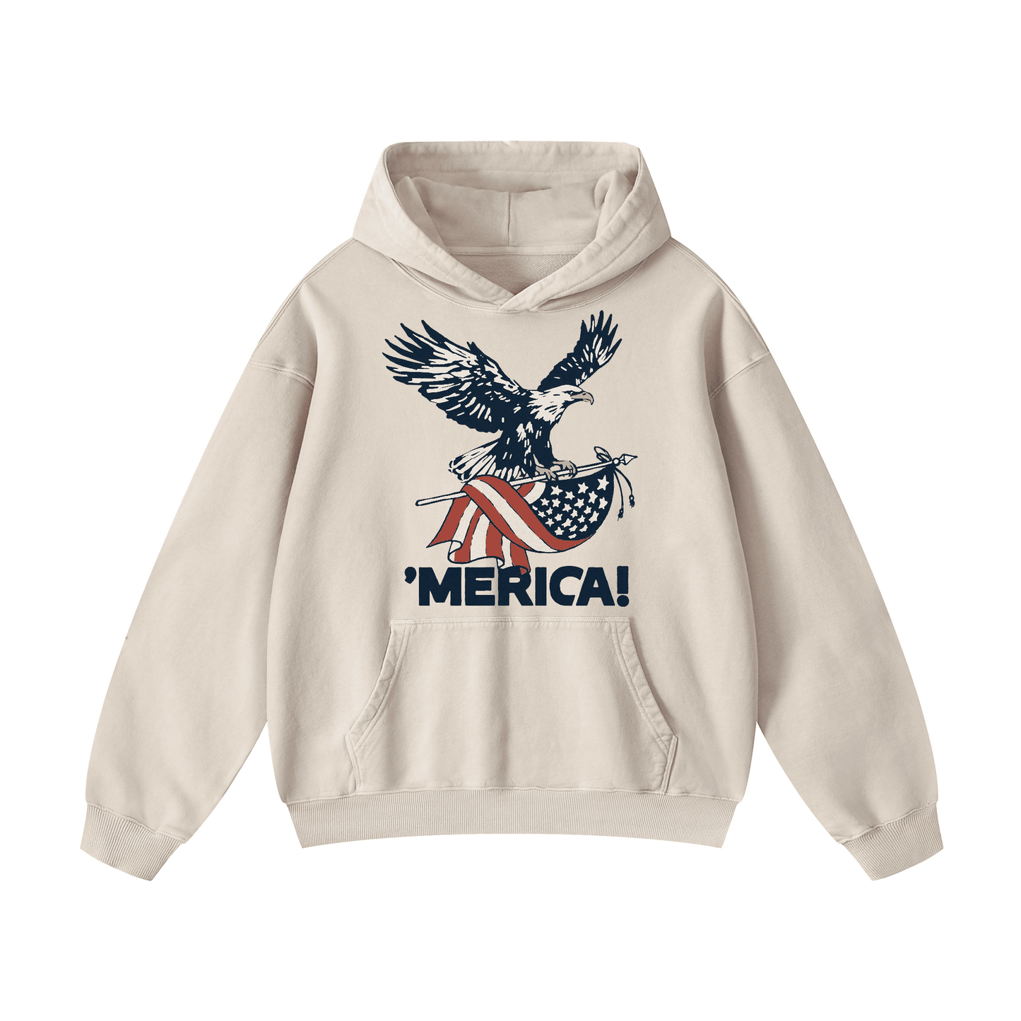 "MERICA"Eagle Flag  Acid-Washed Hoodies（MODEL）