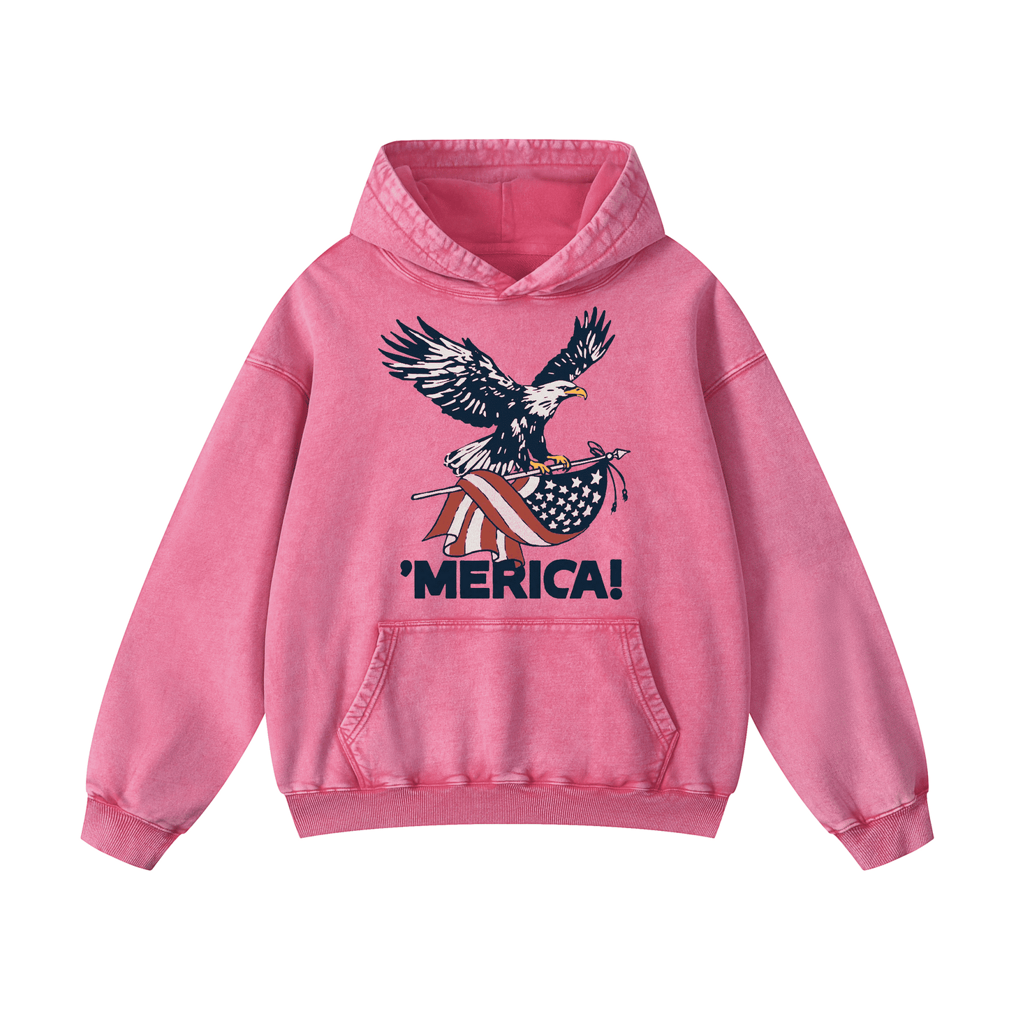 "MERICA"Eagle Flag  Acid-Washed Hoodies（MODEL）