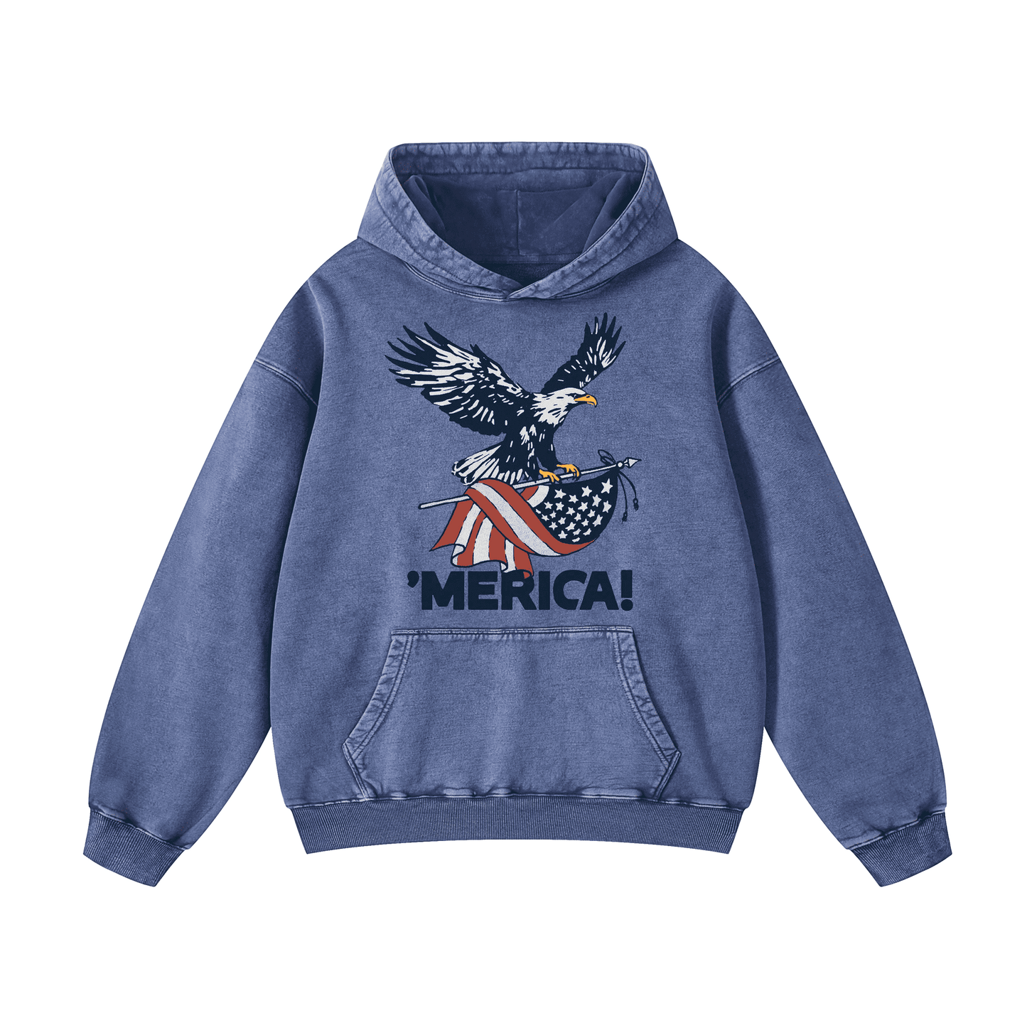 "MERICA"Eagle Flag  Acid-Washed Hoodies（MODEL）