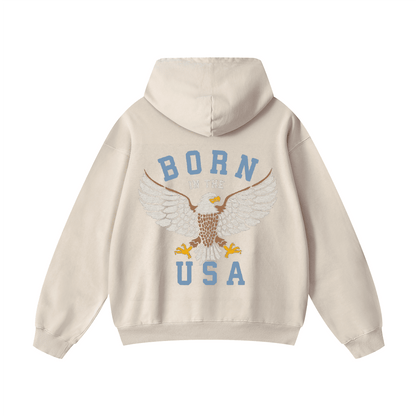 "BORN IN THE USA" Acid-Washed Hoodies
