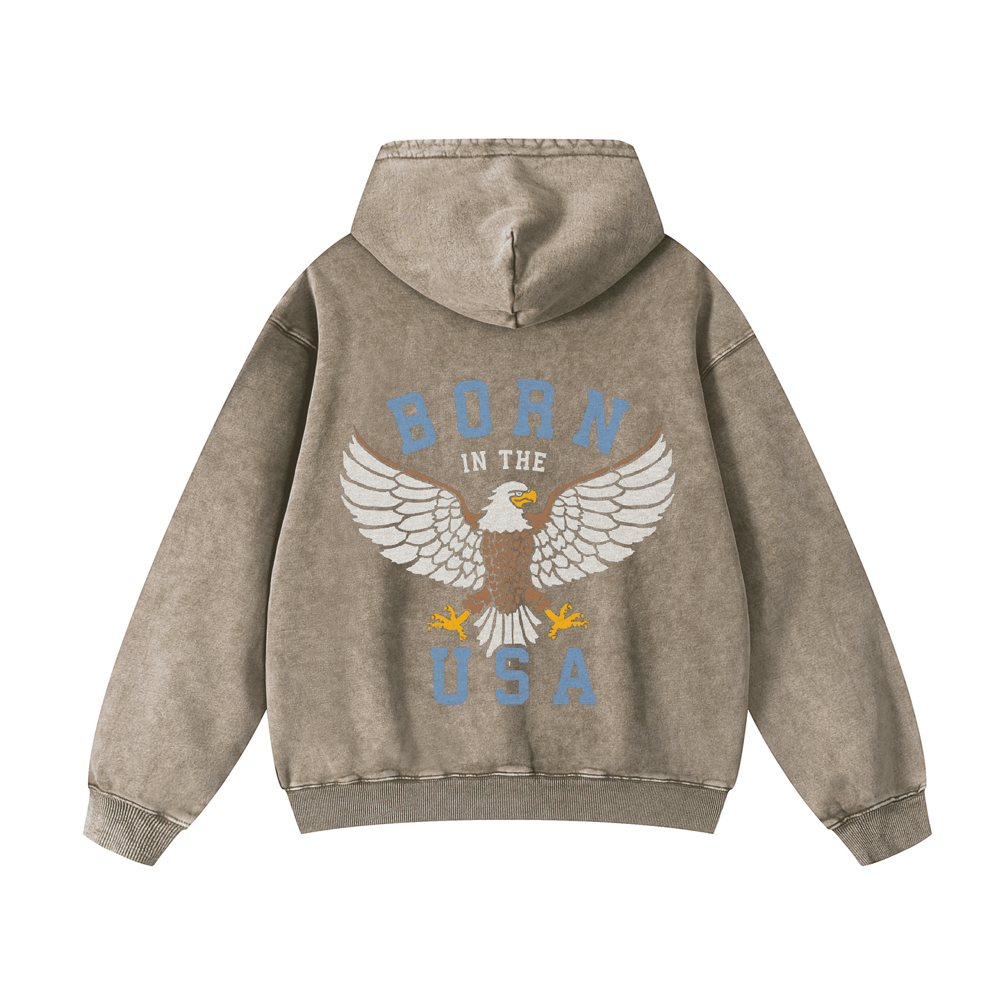 "BORN IN THE USA" Acid-Washed Hoodies