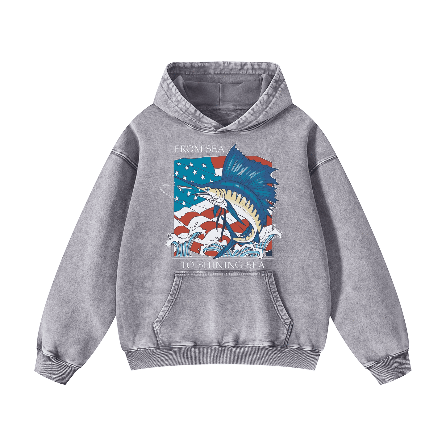 "FROM SEA TO SHINING SEA" Acid-Washed Hoodies