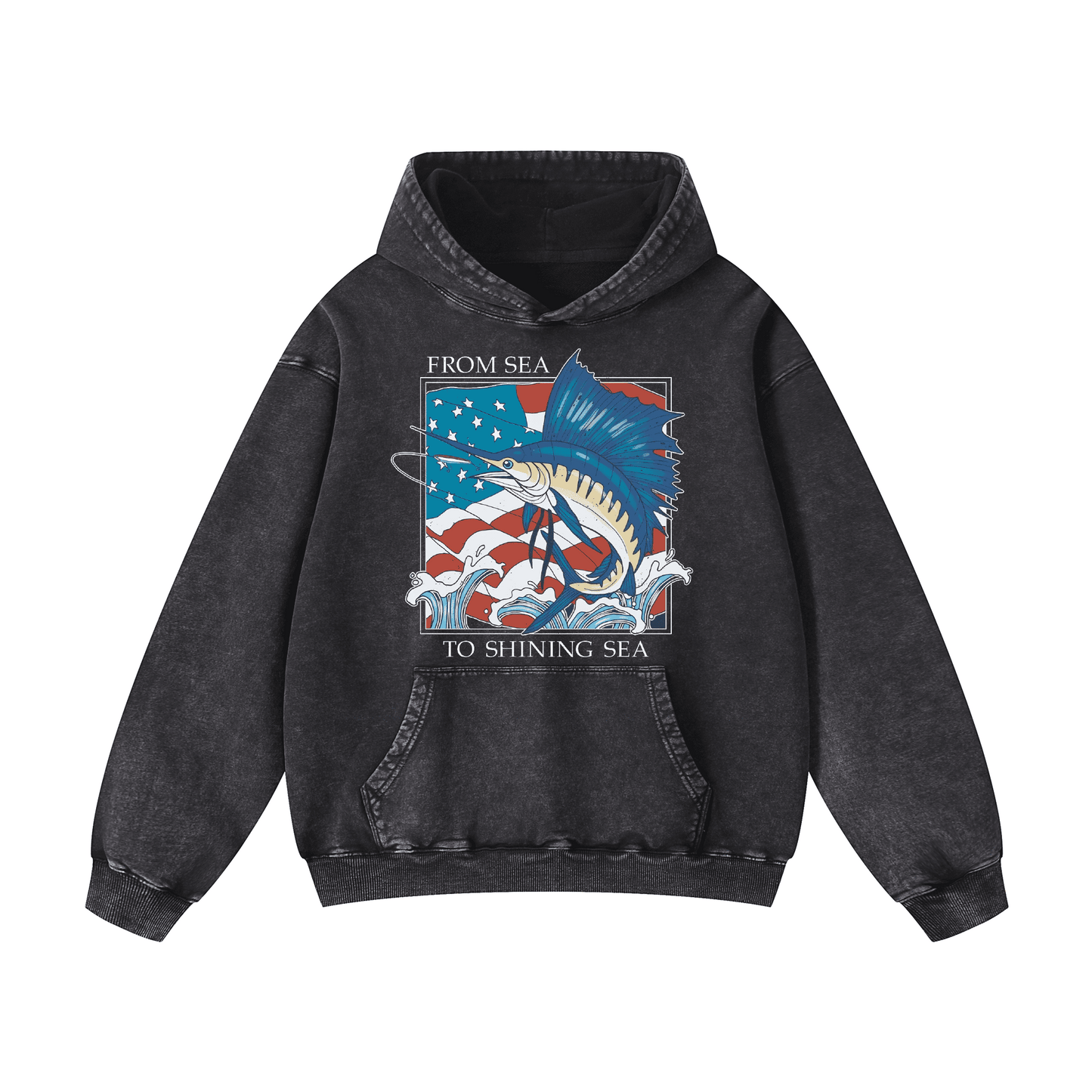 "FROM SEA TO SHINING SEA" Acid-Washed Hoodies