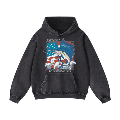 "FROM SEA TO SHINING SEA" Acid-Washed Hoodies
