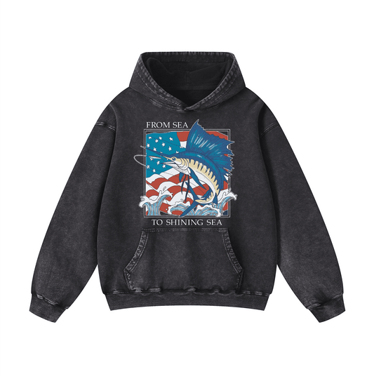 "FROM SEA TO SHINING SEA" Acid-Washed Hoodies